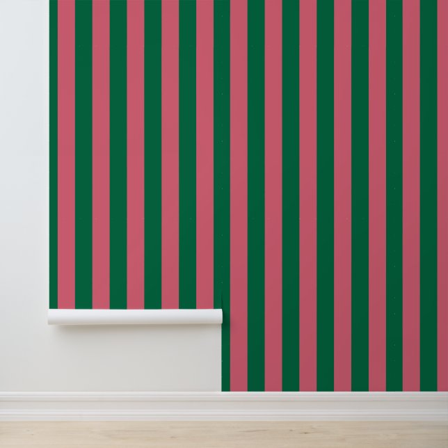 Papier Peint Sweetheart Rose Pickle Rayure Verte (Application)