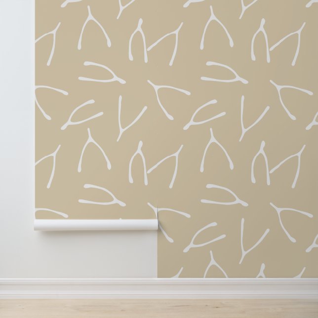 Papier Peint Symbole de chance Os de souhait beige blanc (Application)