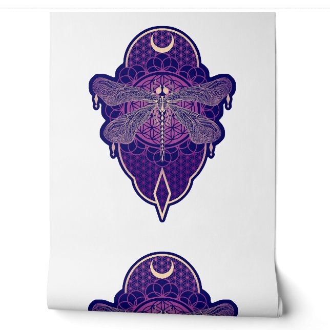Papier Peint Symbole de la Fleur Mandala de Vie Géométrique (Déroulement)