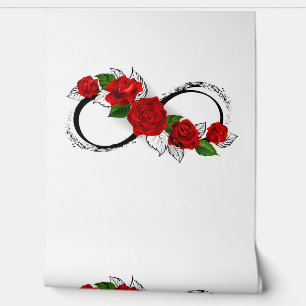 Papier Peint Symbole d'infini avec les roses rouges