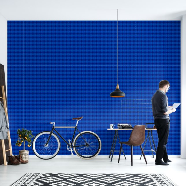 Papier Peint Symphonie de teintes bleu profond motif de taille  (Salon)