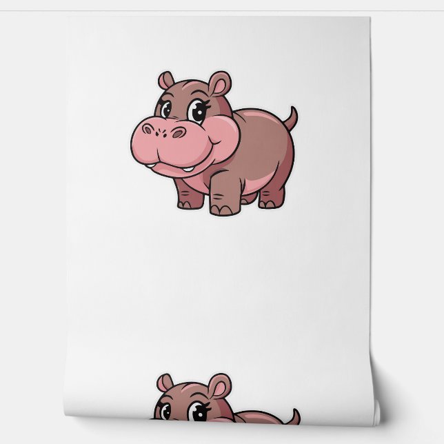 Papier Peint T-Shirt à manches longues pour bébé mignon Hippo M (Déroulement)
