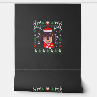 Papier Peint T-shirt classique de Noël laid avec chien teckel