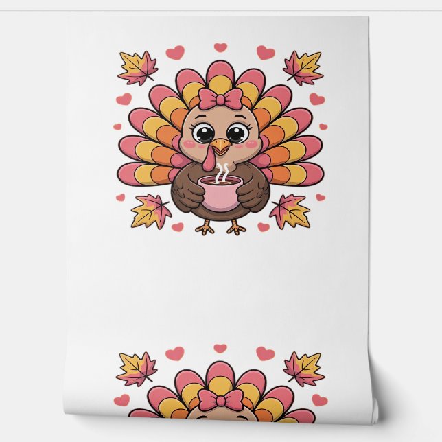 Papier Peint t-shirt classique rose kawaii thanksgiving dinde (Déroulement)