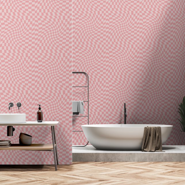 Papier Peint Tableau de bord à torsion rose (Salle de bain)