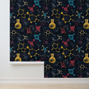 Papier Peint Tableau de bord de l'école noire équations chimiqu