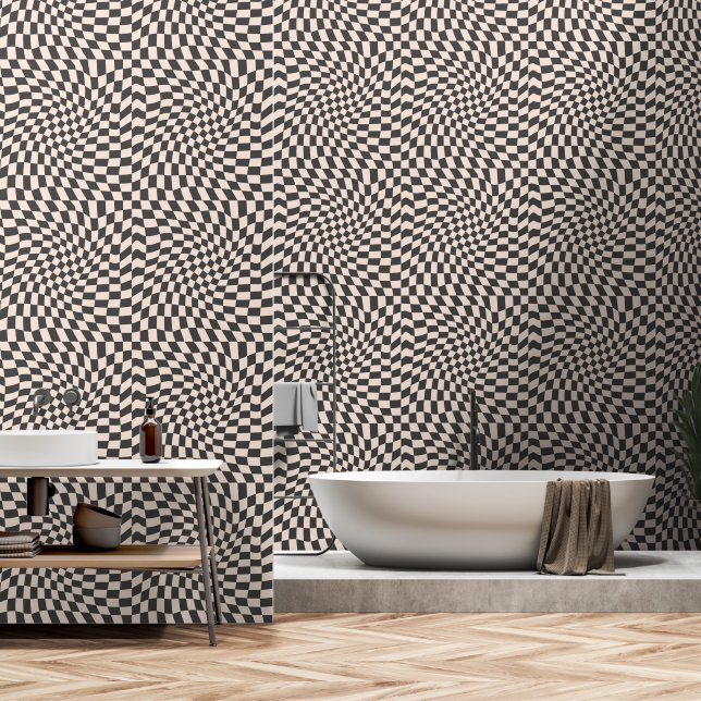 Papier Peint Tableau de contrôle noir et blanc tordu (Salle de bain)