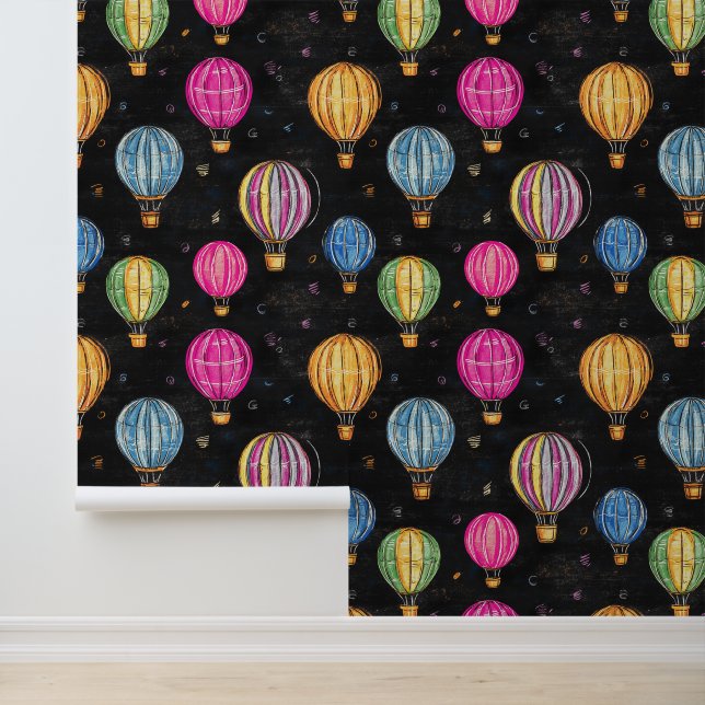 Papier Peint Tableau noir Chalkboard Hot Air Balloon Kindergart (Application)