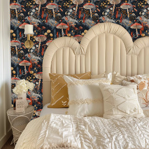 Papier Peint Tabourets rouges Fairycore dans une forêt gris