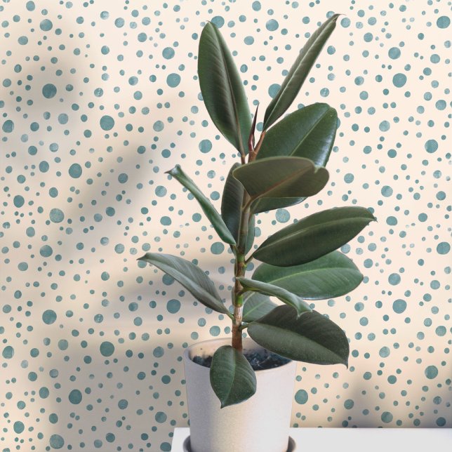Papier Peint Taches et points d'aquarelle bleu crème (Pretty blue and cream dots and spots watercolor patterned art wallpaper)