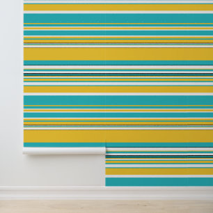 Papier Peint Tailles complexes - Turquoise et Jaune