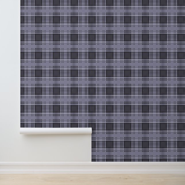 Papier Peint Tartan à carreaux gris vintage (Application)