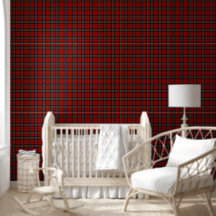 Papier Peint - Tartan Rouge Foncé et Vert