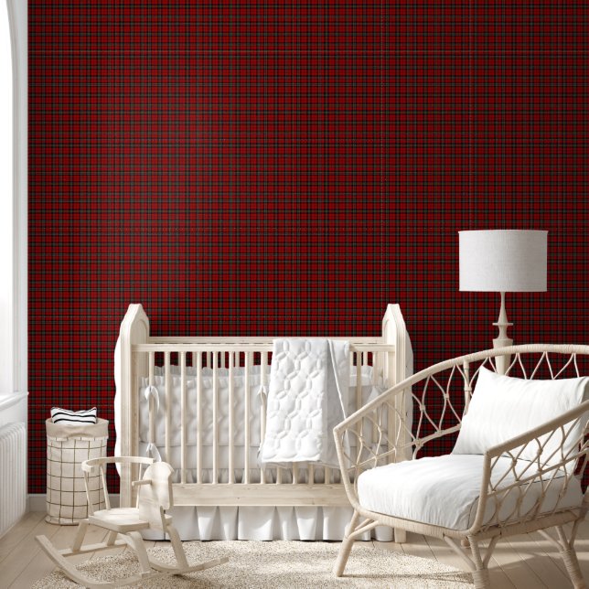 Papier Peint - Tartan Rouge Foncé et Vert (Enfants)