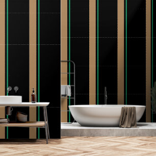 Papier Peint Taupe + Bande Verte Noire