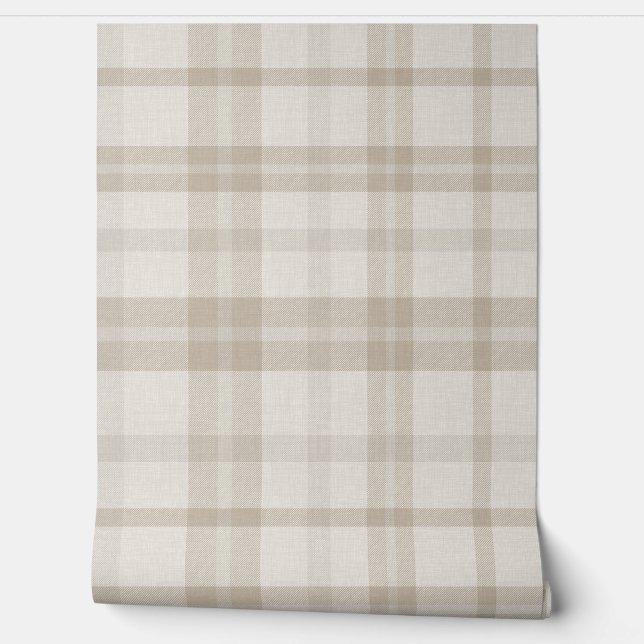 Papier Peint Taupe écossais apaisé de style ferme avec texture  (Déroulement)