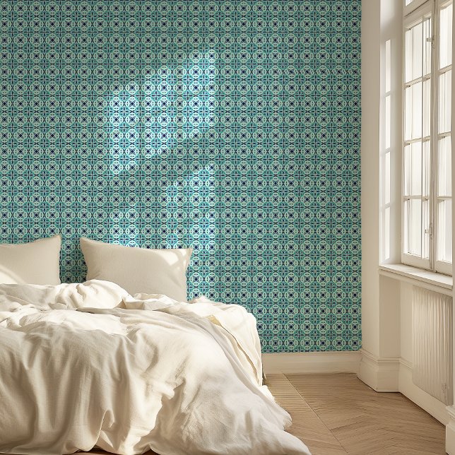 Papier Peint Teal et carreaux de mosaïque bleue inspirés (Créateur téléchargé)