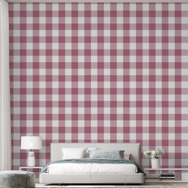 Papier Peint Tendance 6" à carreaux buffle rose (Chambre à coucher)