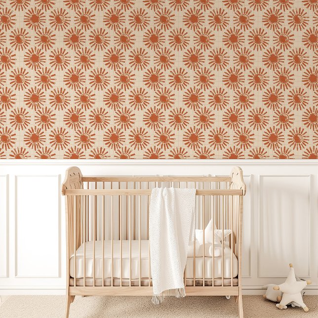 Papier Peint Terracotta Soleil Levant Bohème (Créateur téléchargé)