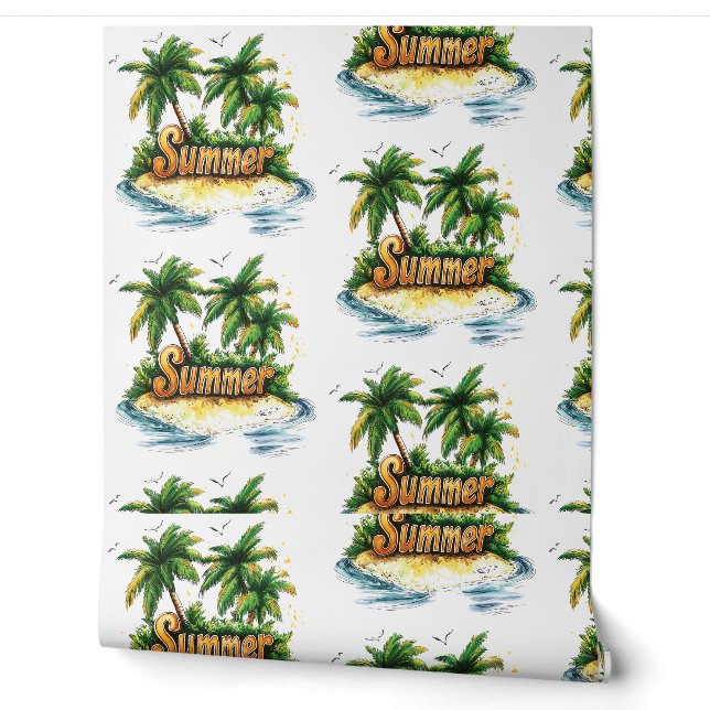 Papier Peint Texte d'été - Tropical Summer Island (Déroulement)