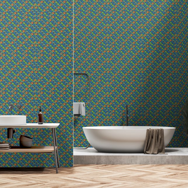 Papier Peint Textiles africains dynamiques : Mélange des échell (Salle de bain)