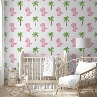 Papier Peint The Enchanting Pink Jungle Dinosaur 