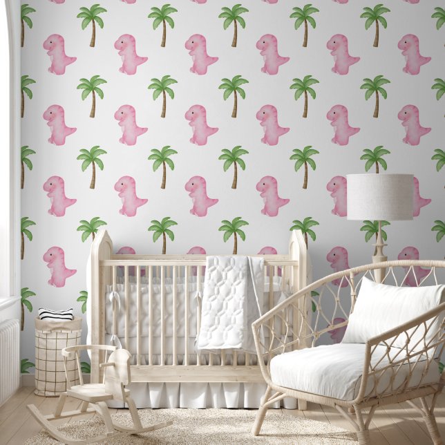 Papier Peint The Enchanting Pink Jungle Dinosaur  (Enfants)