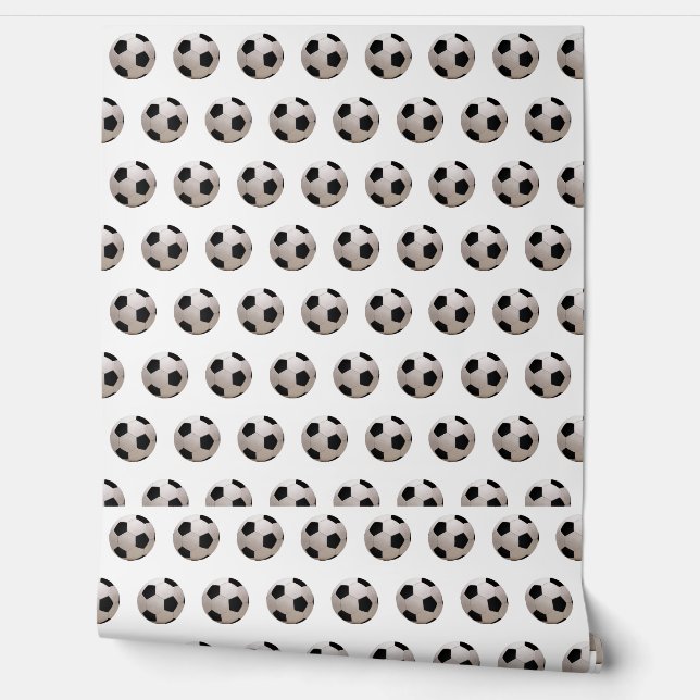 Papier Peint Thème Balle de Football Blanc (Déroulement)
