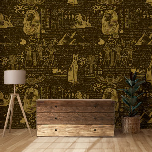 Papier Peint Thème Égypte antique Pyramide Pharaon Symboles Anu