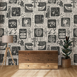 Papier Peint Thème Égypte antique Pyramide Pharaon Symboles Anu