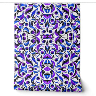 Papier Peint Tissu à motif tourbillonnant abstrait violet royal