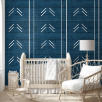 Tissu africain moderne tendance Mudcloth bleu fonc