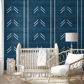 Papier Peint Tissu africain moderne tendance Mudcloth bleu fonc