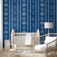 Tissu africain Mudcloth flèches bleu moderne tenda
