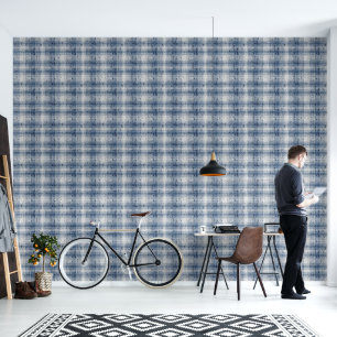 Papier Peint Tissu de crackage blanc bleu gris