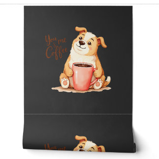 Papier Peint Toi & moi Café - Joli Corgi & Boisson Conviviale