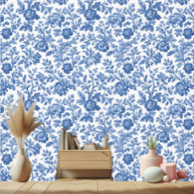 Toile de Jouy botanique vintage motifs floraux ble