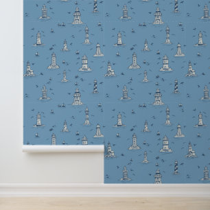 Papier Peint Toile de phare côtier bleu