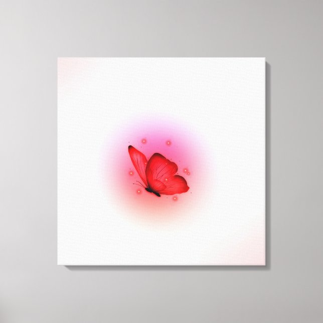 Papier peint toile papillon en couleur rouge  (Recto)