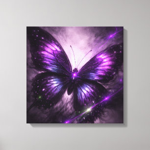 Papier peint toile Papillon Galaxie Violette