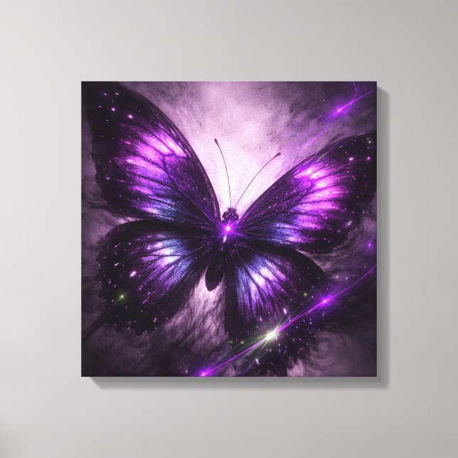 Papier peint toile Papillon Galaxie Violette (Recto)