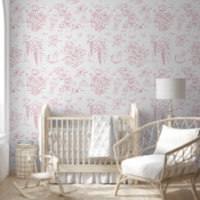 Toile rose pâle Floral Teddy Bear Élégant Classiqu