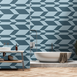 Papier Peint Tons Bleus Gras Deux Tons Flèche Chevron