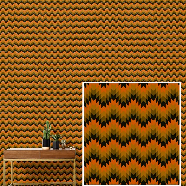 Papier Peint Tons géométriques automnaux bruns Vagues Rayures (Créateur téléchargé)