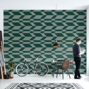 Papier Peint Tons Gras Deux Tons Flèche Chevron Gris Vert