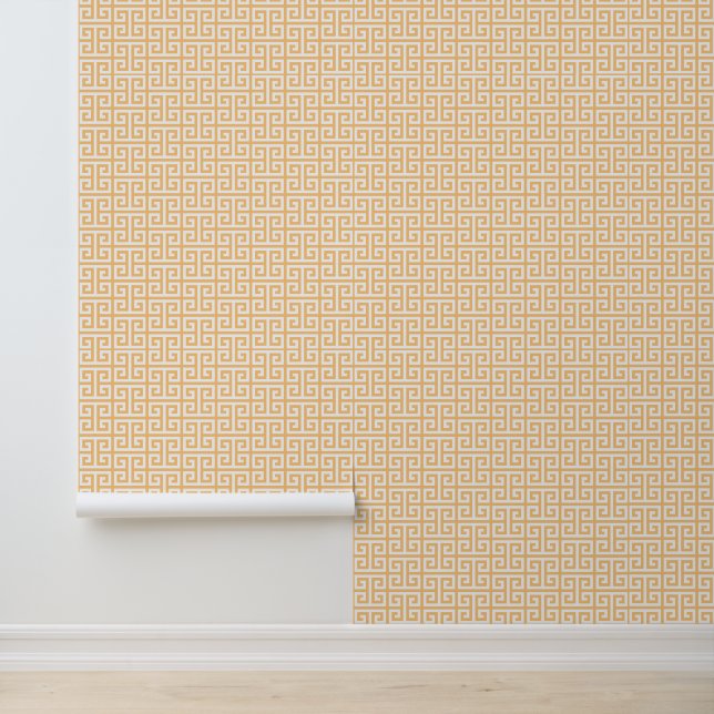 Papier Peint Topaze et Clé Grecque Blanche Moyenne (Application)