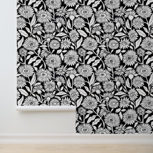 Papier Peint Tournesol minimal noir et blanc