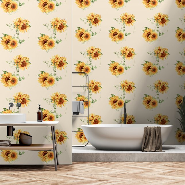 Papier Peint Tournesols de Cottage (Salle de bain)