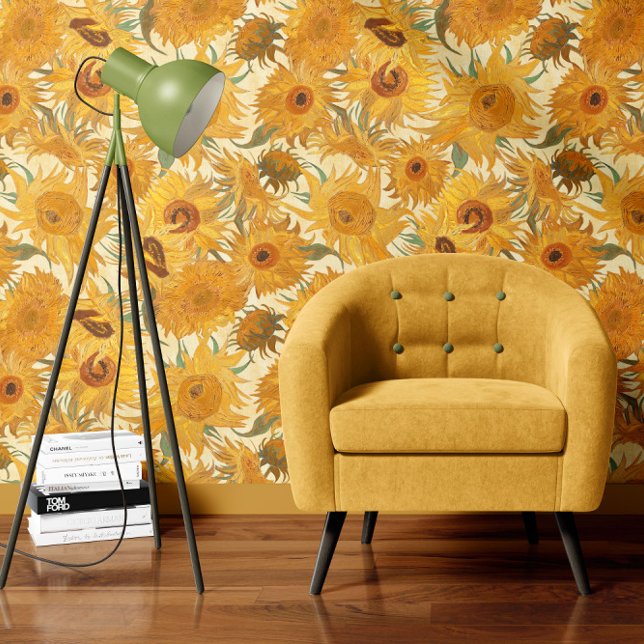 Papier Peint Tournures de Tournesols de Vincent Van Gogh Jaune  (Créateur téléchargé)