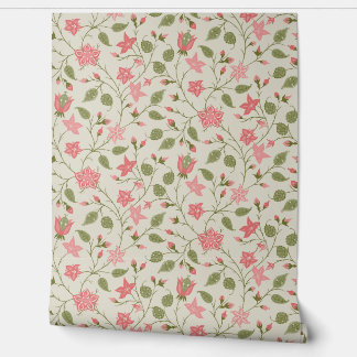 Papier Peint Trailing Floral - Paisley - Coral And Sage Green 